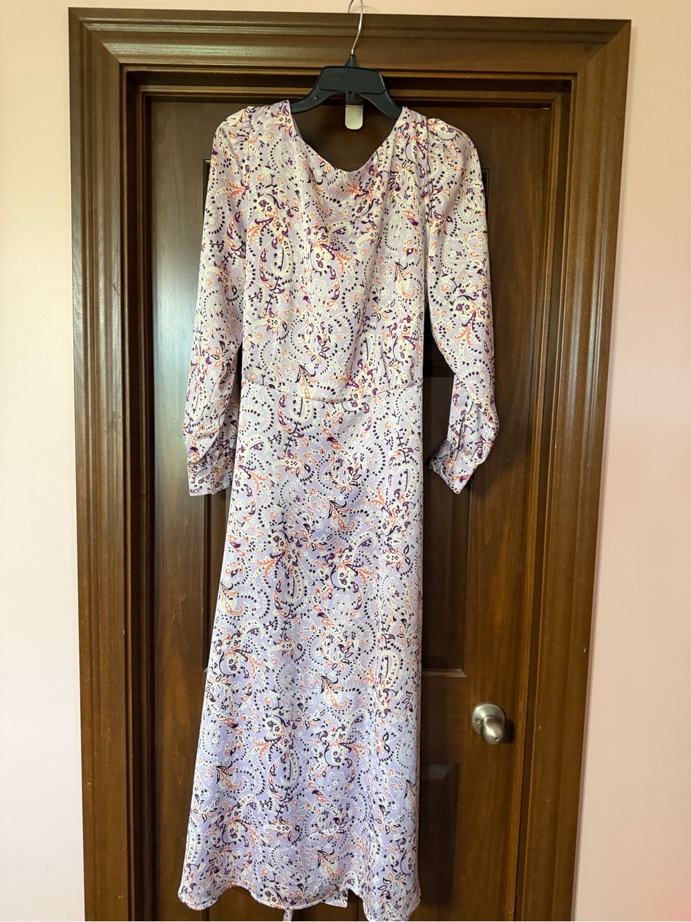 Ann Taylor Lavender Paisley Long Sleeve Maxi Dress